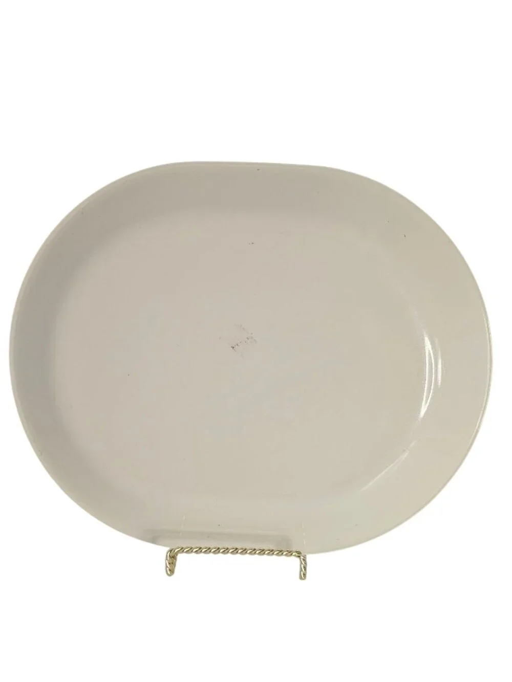 Corelle Beige Oval Serving Platter sandstone blue trim dinnerware vtg retro 12